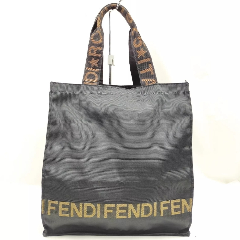 FENDI ROMA TOTE BACK BLACK NYLON PURSE EUC